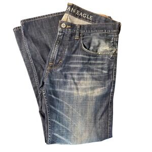 American Eagle Y2K Low Rise Boot Cut Men's Distressed Jeans Size 34x30